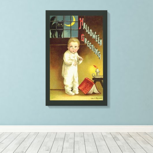  Halloween door Ellen Clapsaddle, Ghost Story Canvas Afdruk (Insitu (Houten vloer))