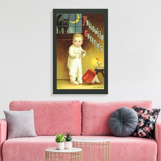  Halloween door Ellen Clapsaddle, Ghost Story Canvas Afdruk (Insitu (Woonkamer))