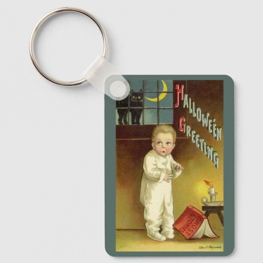 Halloween door Ellen Clapsaddle, Ghost Story Sleutelhanger (Voorkant)