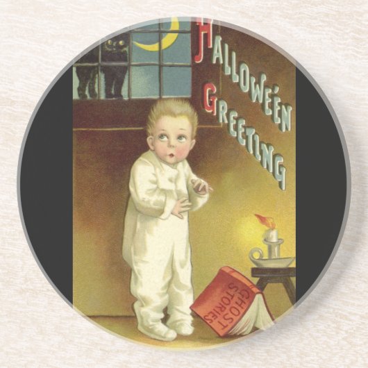  Halloween door Ellen Clapsaddle, Ghost Story Zandsteen Onderzetter (Voorkant)