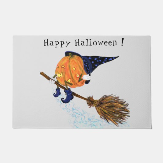 Halloween Doormat Witch Pumpkin Vliegende kamer Deurmat (Voorkant)