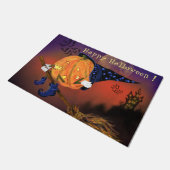 Halloween Doormat Witch Pumpkin Vliegende kamer Deurmat (Schuin)