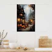 Halloween Dorpsprint, Oud Duitsland, Donker Poster (Keuken)