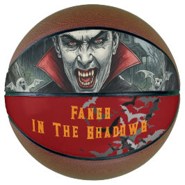 Halloween, dorstige vampier, hoektanden in de scha basketbal