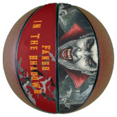 Halloween, dorstige vampier, hoektanden in de scha basketbal (Verticaal)