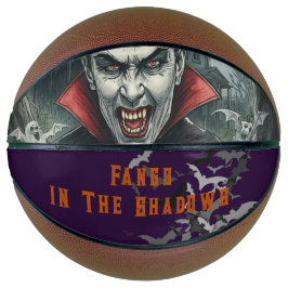 Halloween, dorstige vampier, hoektanden in de scha basketbal
