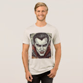 Halloween, Dorstige Vampier , Pompoen Veld  Tri-Blend Shirt (Voorkant volledig)
