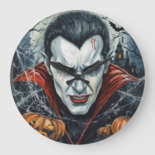 Halloween, Dorstige Vampier, Pompoenveld Grote Klok (Voorkant)