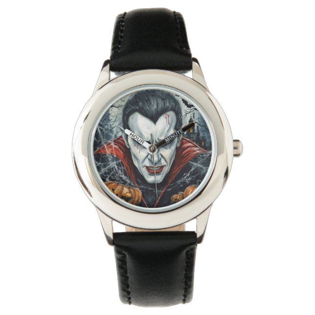 Halloween, Dorstige Vampier , Pompoenveld  Horloge (Voorkant)