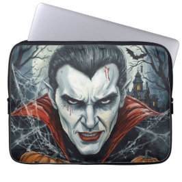 Halloween, Dorstige Vampier, Pompoenveld Laptop Sleeve