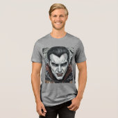 Halloween, Dorstige Vampier, Pompoenveld  Tri-Blend Shirt (Voorkant volledig)