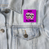Halloween DOTD Comedy-tragedie schedels Vierkante Button 5,1 Cm (In situ)
