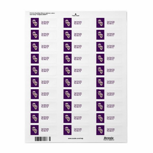 Halloween DOTD Comedy-Tragedy Skulls adreslabel Etiket (Full Sheet)