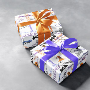 Halloween Douane Herhalende Naam trick or Treat Cadeaupapier