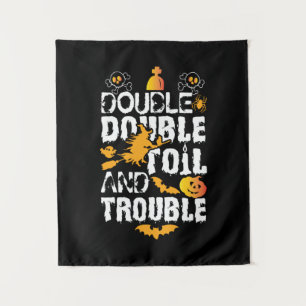 Halloween Double Double Olie En Problemen Verjaard Wandkleed