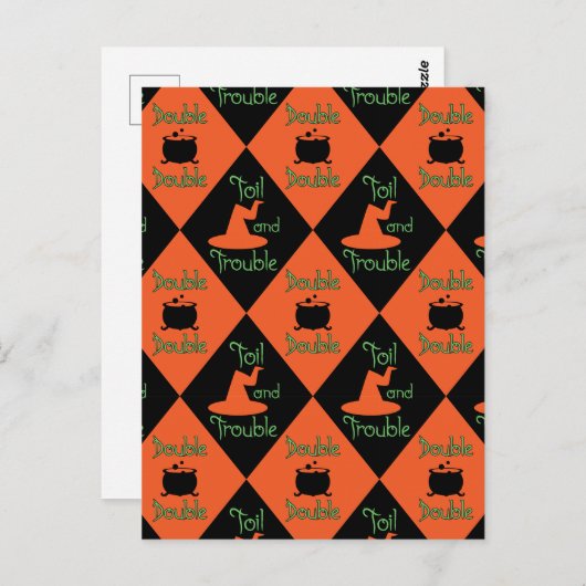 Halloween Double, Double, Toil en Trouble Briefkaart (Voorkant / Achterkant)