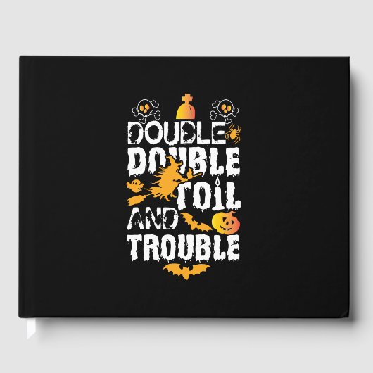 Halloween Double Oil And Trouble Birthday Gastenboek (Voorkant)