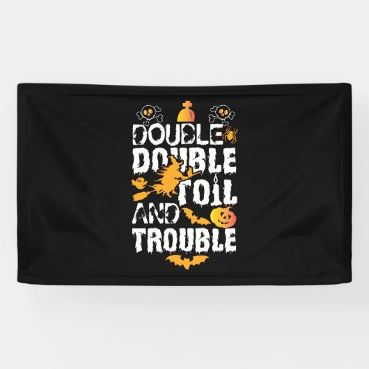 Halloween Double Oil And Trouble Birthday Spandoek (Horizontaal)