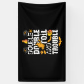 Halloween Double Oil And Trouble Birthday Spandoek (Verticaal)