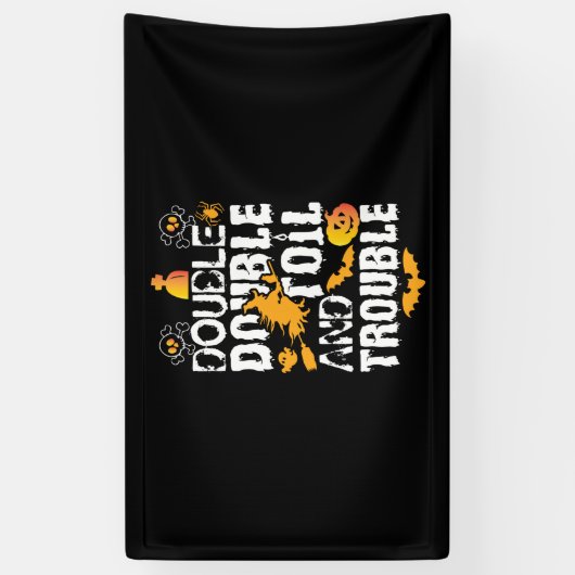 Halloween Double Oil And Trouble Birthday Spandoek (Verticaal)
