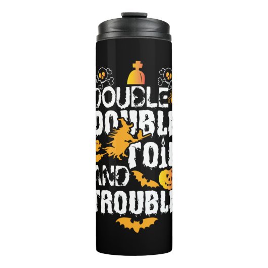 Halloween Double Oil And Trouble Birthday Thermosbeker (Voorkant)