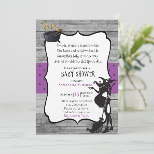 Halloween Double Witch Baby shower Kaart (Staand voorkant)