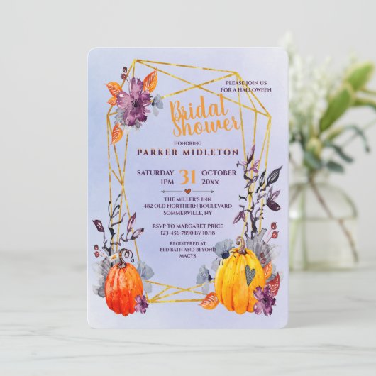 Halloween Douche Uitnodiging (Staand voorkant)