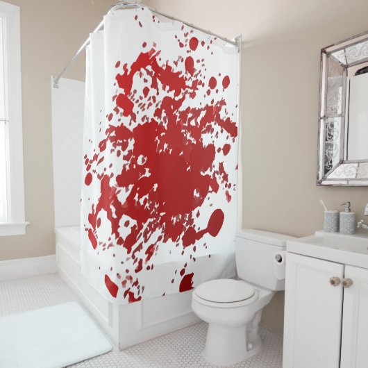 Halloween douchegordijn bloed geeft rood wit (In situ)