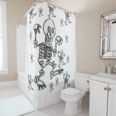 halloween douchegordijn met wit skelet (In situ)
