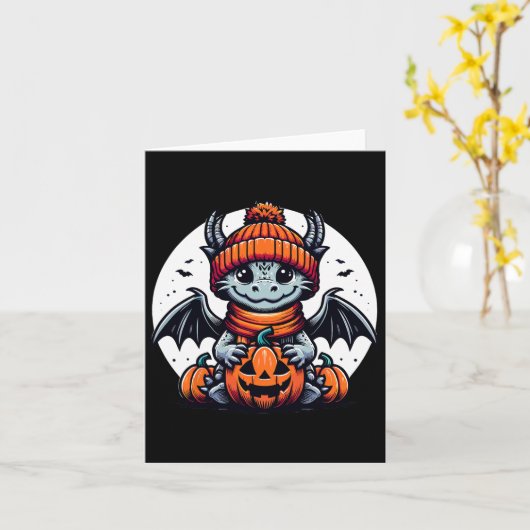 Halloween Draak Pompoen  Kaart (Gele Bloem)