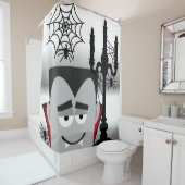 Halloween Dracula Candelabra Spiders Douchegordijn (In situ)