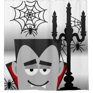 Halloween Dracula Candelabra Spiders Douchegordijn
