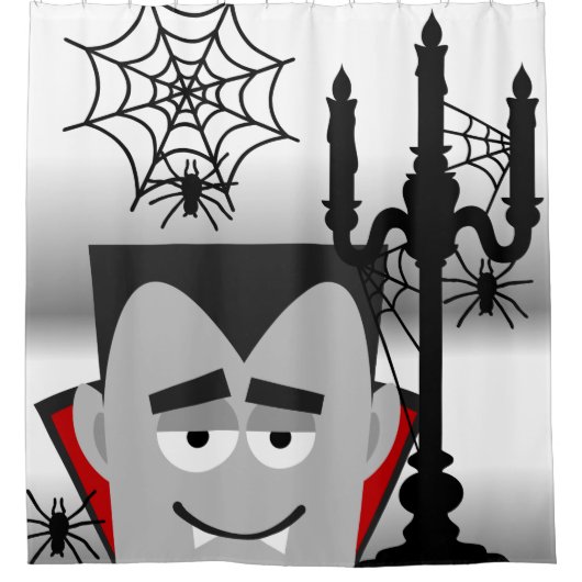 Halloween Dracula Candelabra Spiders Douchegordijn (Voorkant)