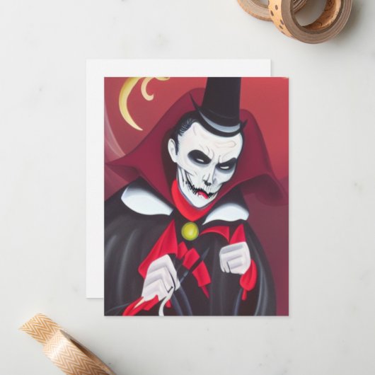 Halloween Dracula Notitiekaartje (Voorkant / Achterkant in situ)