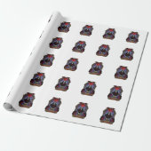Halloween Dracula Rode Maan Vleermuizen Schedel_1 Cadeaupapier (Uitgerold)