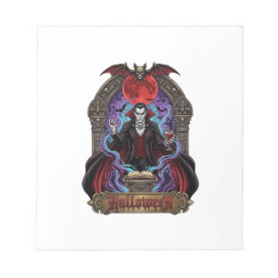 Halloween Dracula Rode Maan Vleermuizen Schedel_1 Notitieblok