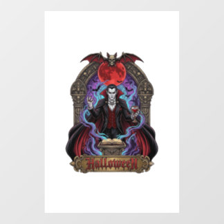 Halloween Dracula Rode Maan Vleermuizen Schedel_1 Raamsticker