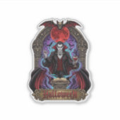 Halloween Dracula Rode Maan Vleermuizen Schedel_1 Sticker (Voorkant)