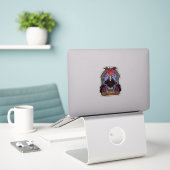 Halloween Dracula Rode Maan Vleermuizen Schedel_1 Sticker (Laptop op bureau)