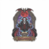 Halloween Dracula Rode Maan Vleermuizen Schedel_1 Sticker (Voorkant)