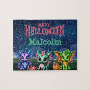 Halloween Dragon Aangepaste Kindernaam Puzzel