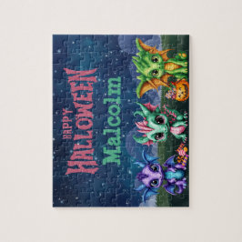 Halloween Dragon Aangepaste Kindernaam Puzzel