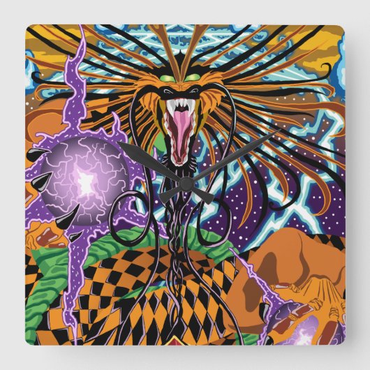 Halloween Dragon Clock Vierkante Klok (Voorkant)