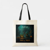 Halloween Dragon met Scary Pumpkins Naam Budget Tote Bag (Achterkant)