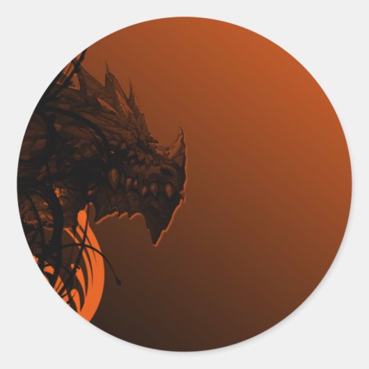 Halloween Dragon op Sinaasappel Ronde Sticker (Voorkant)
