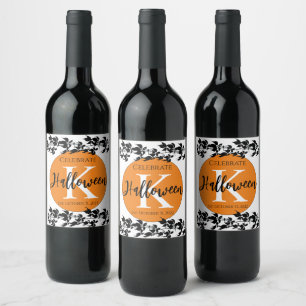 HALLOWEEN DRAGONFLY VINE MONOGRAM WINE ETIKETTEN