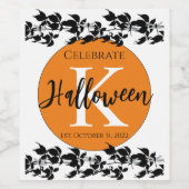 HALLOWEEN DRAGONFLY VINE MONOGRAM WINE ETIKETTEN (Enkel label)