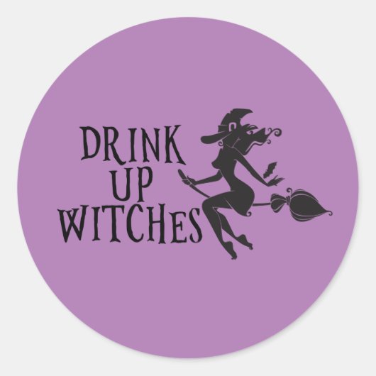 Halloween Drankje Op, Heksen Meidenavond Uit Ronde Sticker (Voorkant)