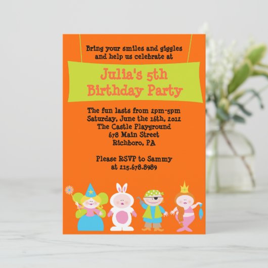 HALLOWEEN Dress Up Costume Party Birthday Invite Kaart (Staand voorkant)
