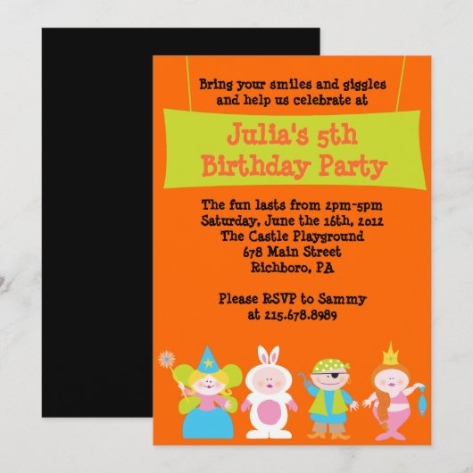 HALLOWEEN Dress Up Costume Party Birthday Invite Kaart (Voorkant / Achterkant)
